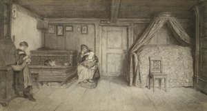 Bir iç aile sahnesi by Albert Anker